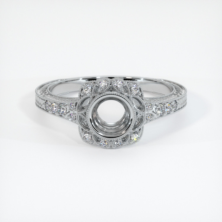 14K White Gold Antique Style Ring Setting