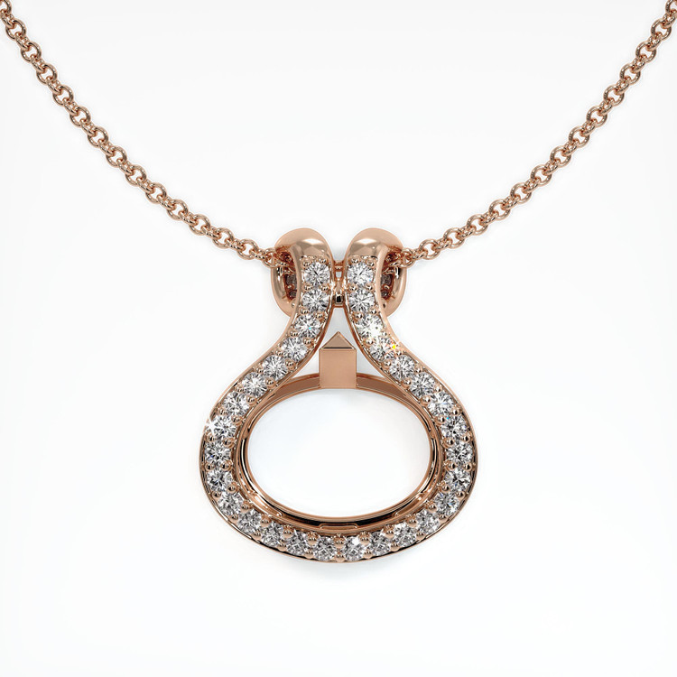14K Rose Gold Pave Pendant Setting