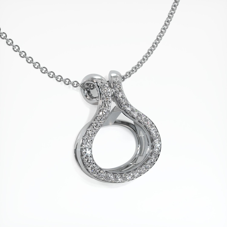 14K White Gold Pave Pendant Setting
