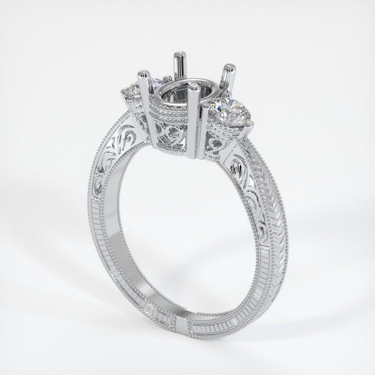 14K White Gold Antique Style Ring Setting