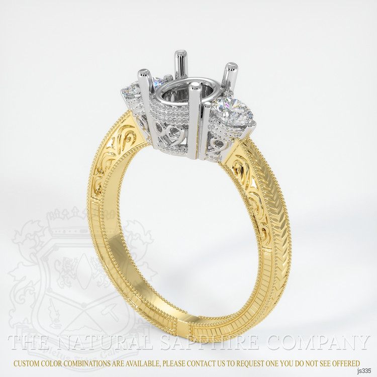14K White & Yellow Antique Style Ring Setting