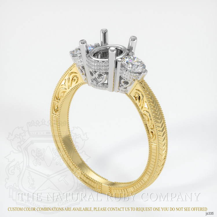14K White & Yellow Antique Style Ring Setting