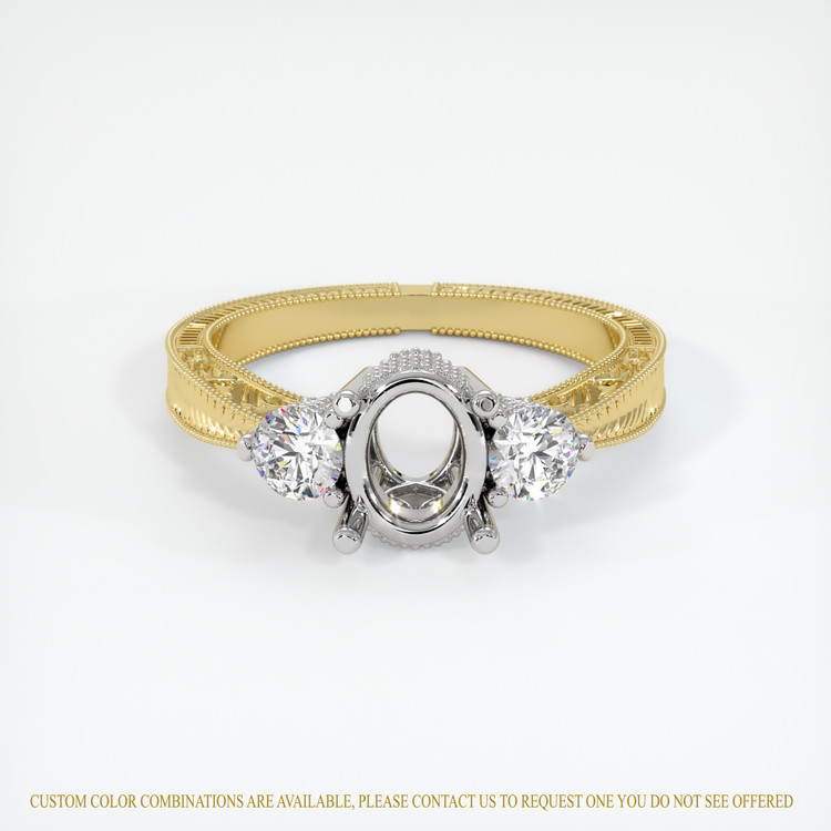 14K White & Yellow Antique Style Ring Setting