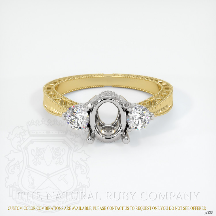 14K White & Yellow Antique Style Ring Setting