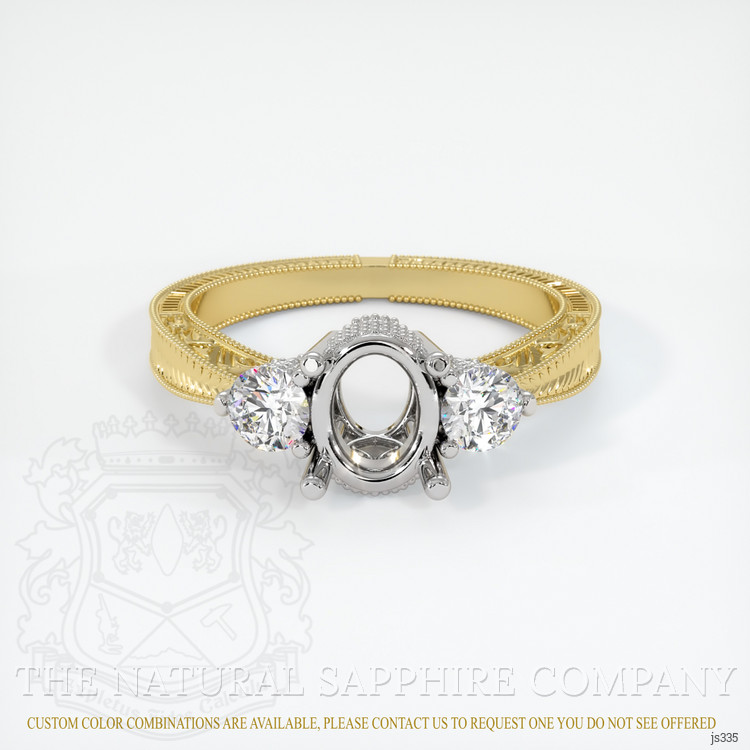 14K White & Yellow Antique Style Ring Setting