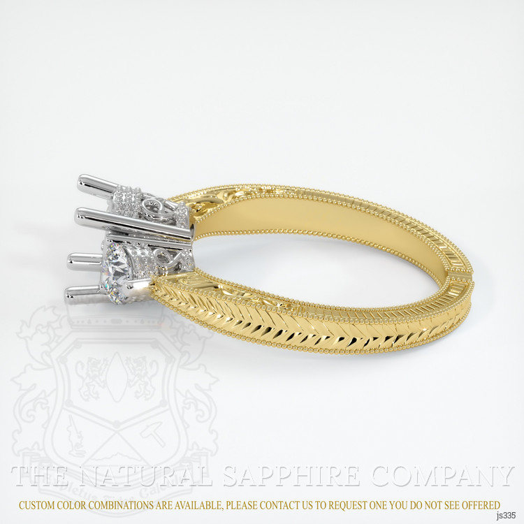 14K White & Yellow Antique Style Ring Setting