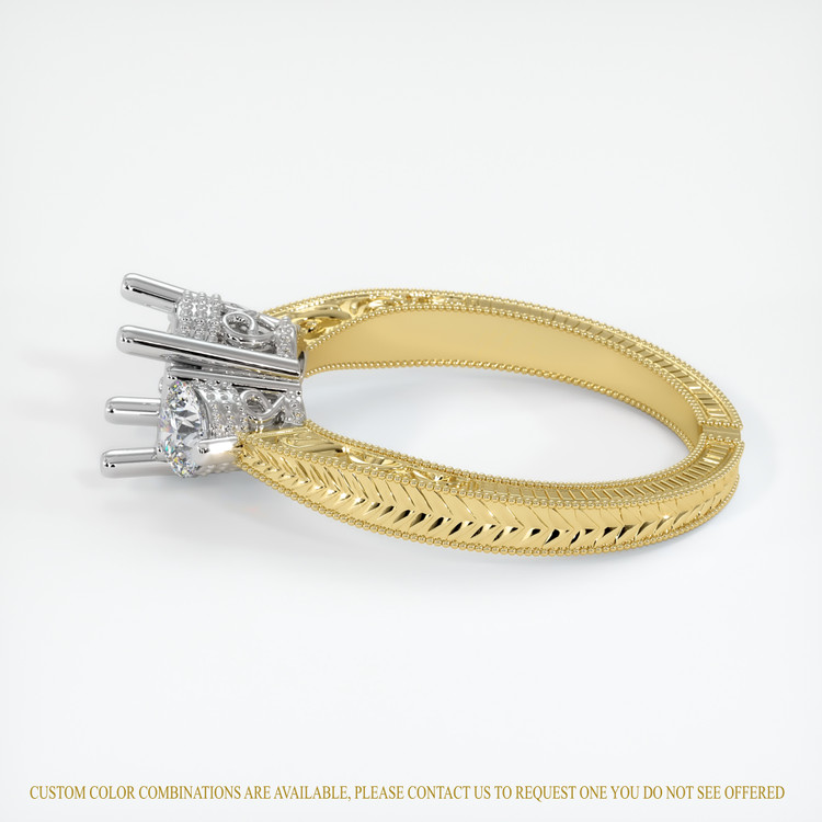 14K White & Yellow Antique Style Ring Setting