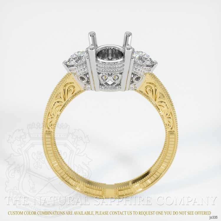 14K White & Yellow Antique Style Ring Setting