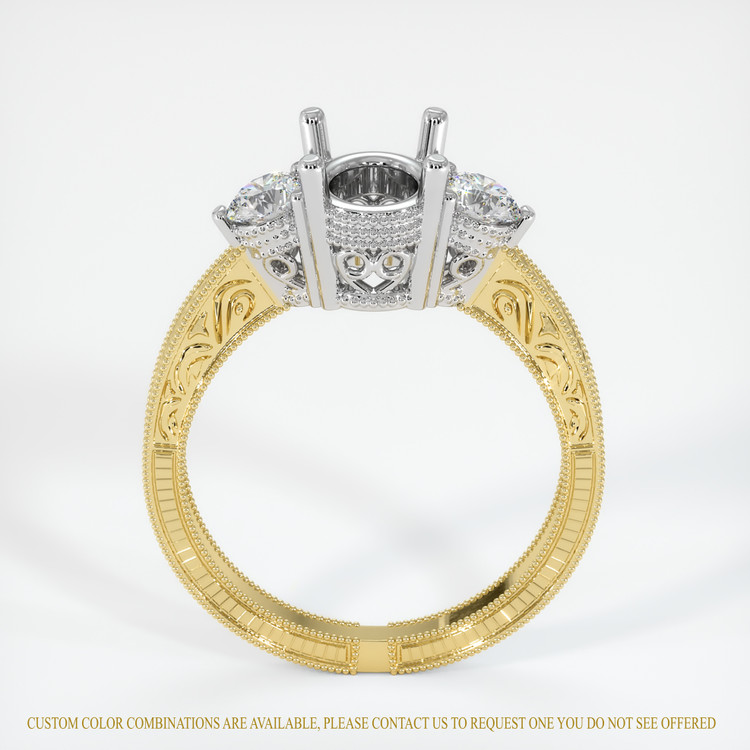 14K White & Yellow Antique Style Ring Setting