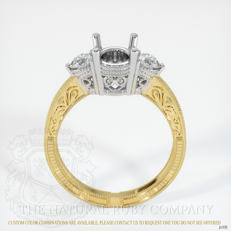 14K White & Yellow Antique Style Ring Setting
