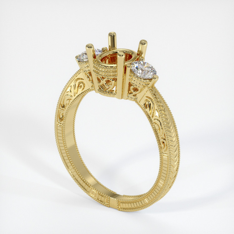 18K Yellow Gold Antique Style Ring Setting