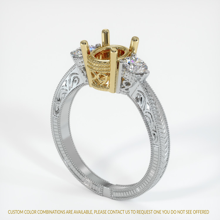 14K Yellow & White Antique Style Ring Setting