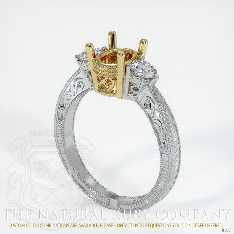 14K Yellow & White Antique Style Ring Setting