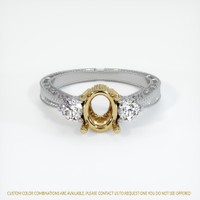 14K Yellow & White Antique Style Ring Setting Image