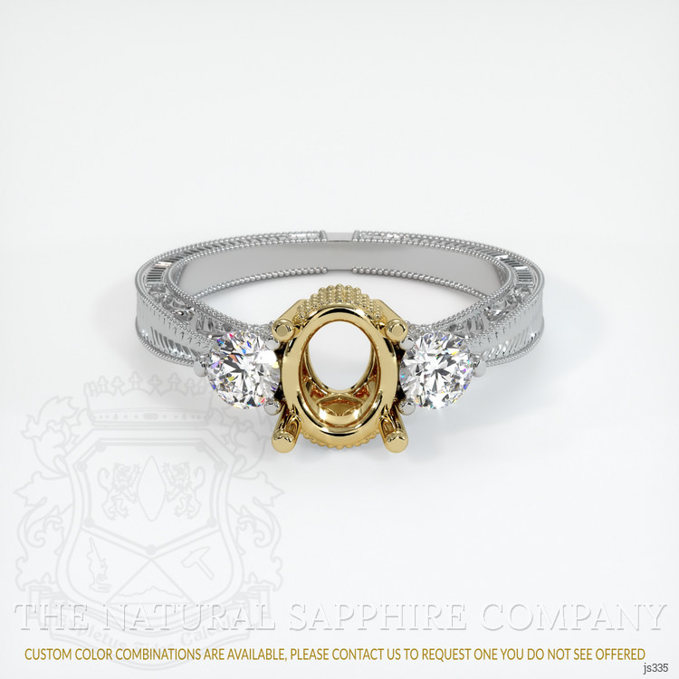 14K Yellow & White Antique Style Ring Setting