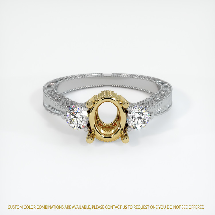 18K Yellow & White Antique Style Ring Setting