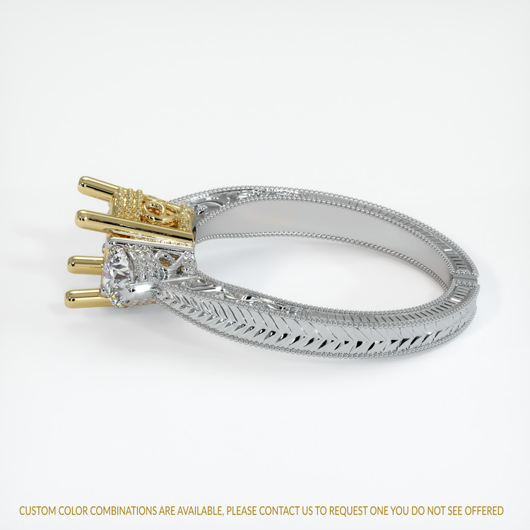 18K Yellow & White Antique Style Ring Setting