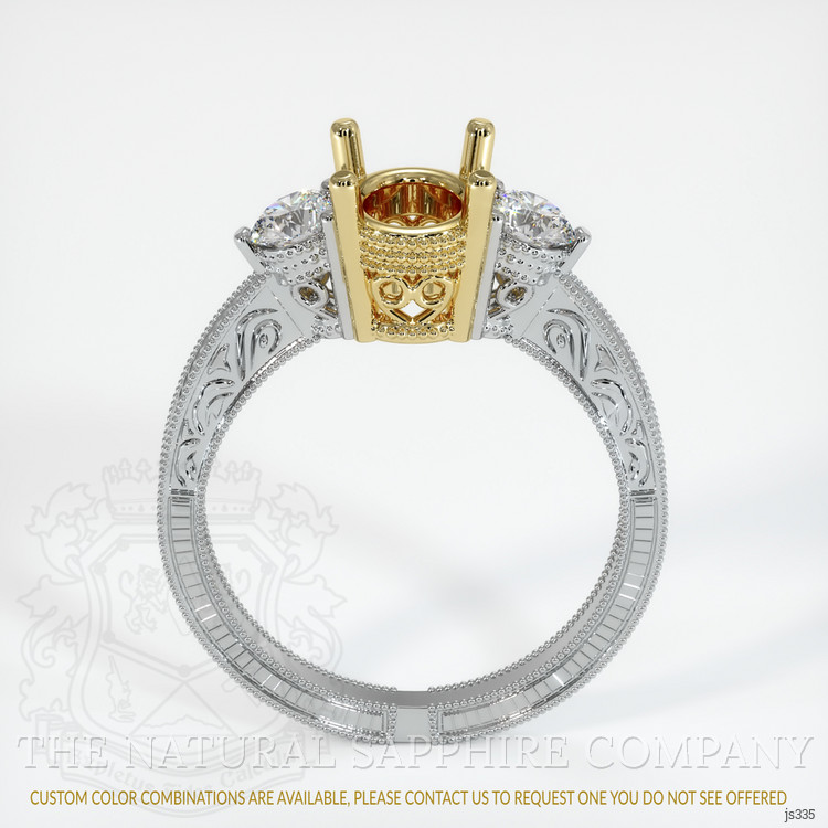 18K Yellow & White Antique Style Ring Setting