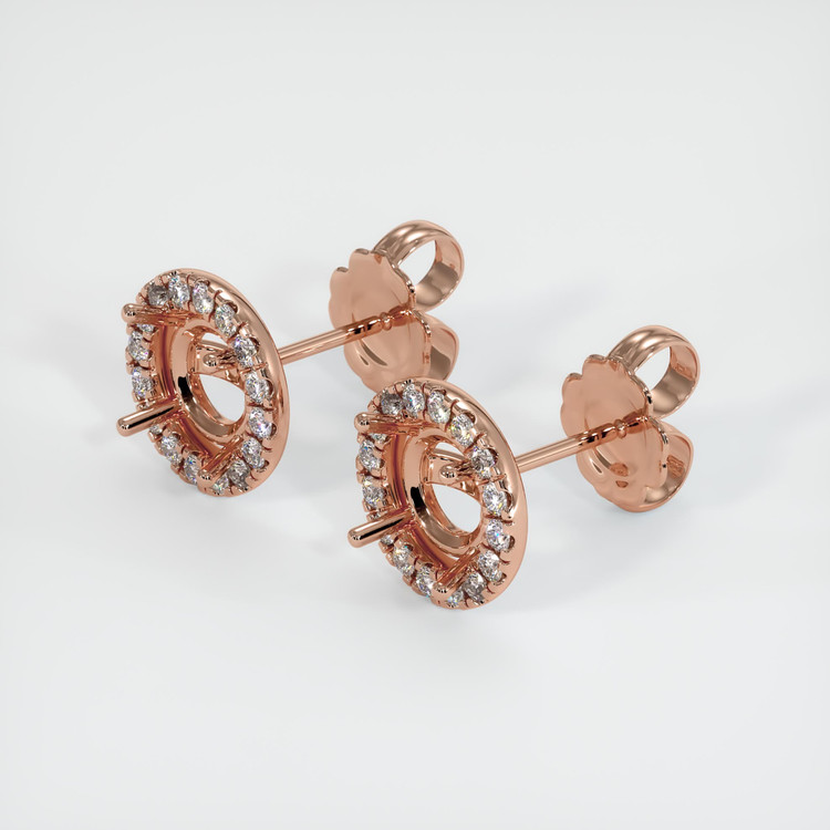 14K Rose Gold Pave Earring Setting