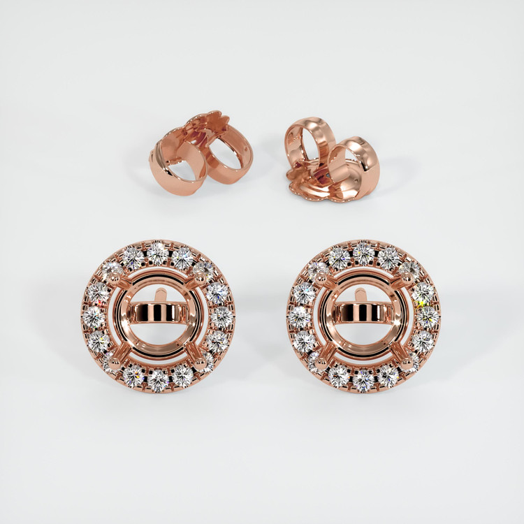14K Rose Gold Pave Earring Setting