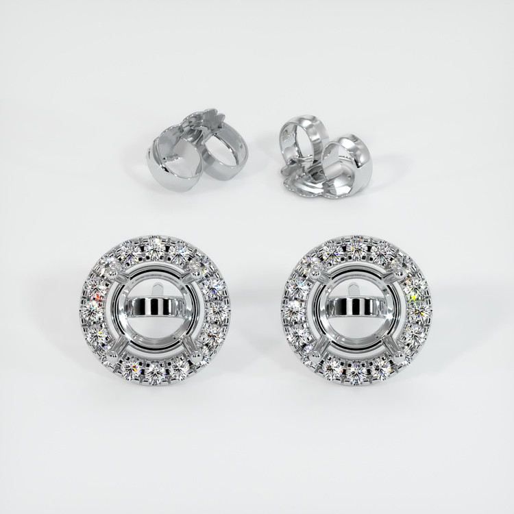 14K White Gold Pave Earring Setting