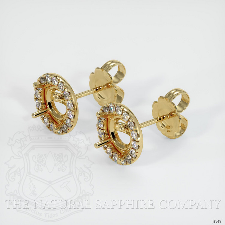 14K Yellow Gold Pave Earring Setting