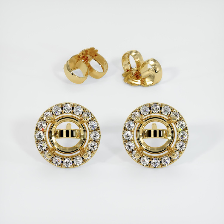 18K Yellow Gold Pave Earring Setting