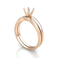 18K Rose Gold Wedding Set Ring Setting Image