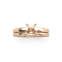 18K Rose Gold Wedding Set Ring Setting Image