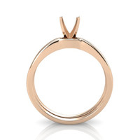 18K Rose Gold Wedding Set Ring Setting Image