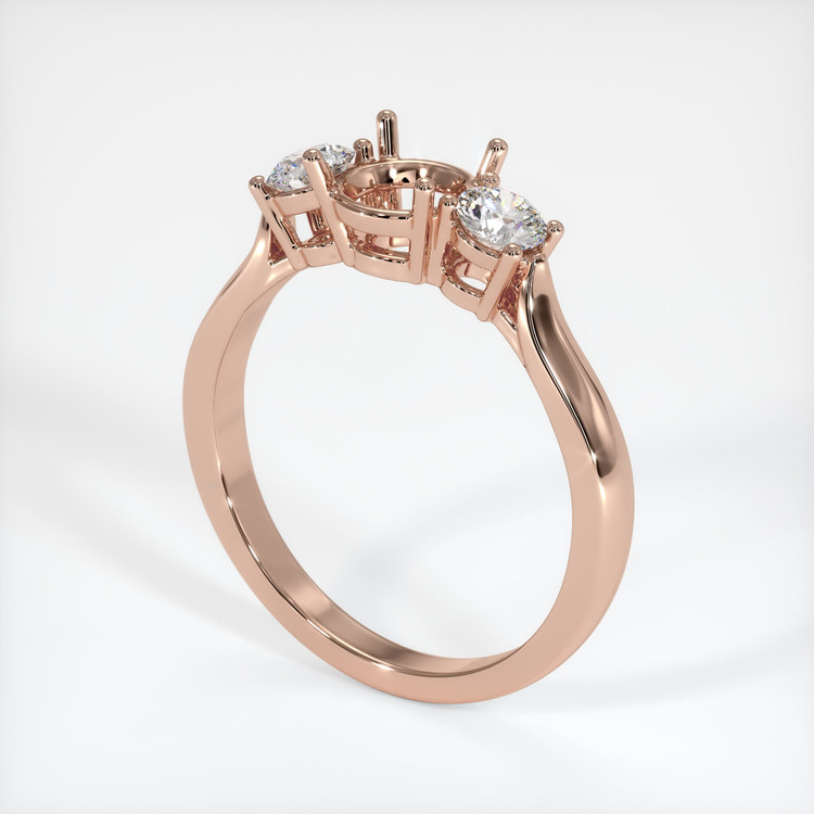 14K Rose Gold Three Stone Ring Setting