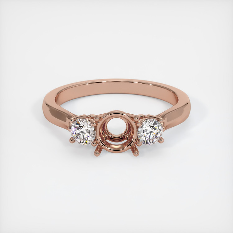 14K Rose Gold Three Stone Ring Setting