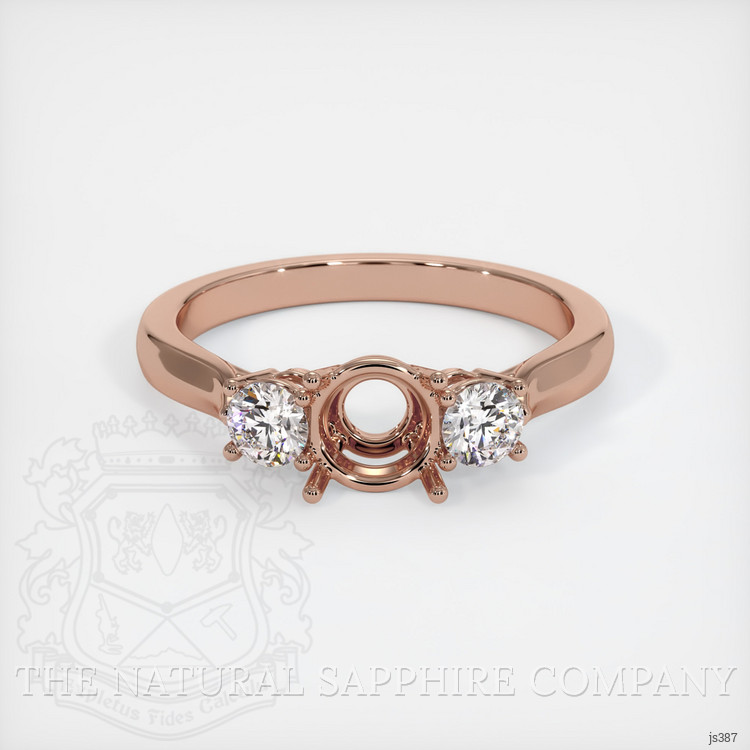 14K Rose Gold Three Stone Ring Setting