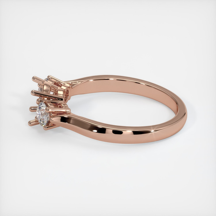 14K Rose Gold Three Stone Ring Setting