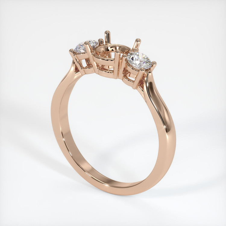 18K Rose Gold Three Stone Ring Setting