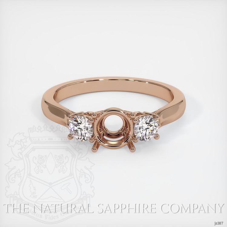 18K Rose Gold Three Stone Ring Setting