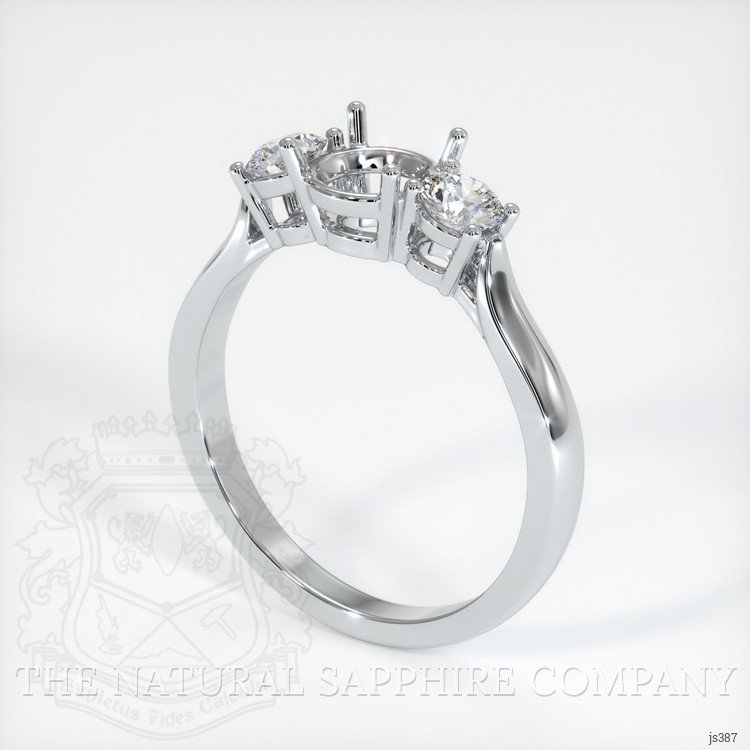 10K White Gold Three Stone Ring Setting