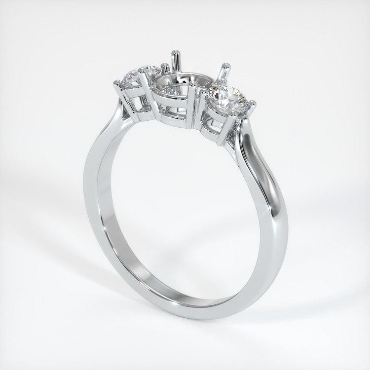 14K White Gold Three Stone Ring Setting