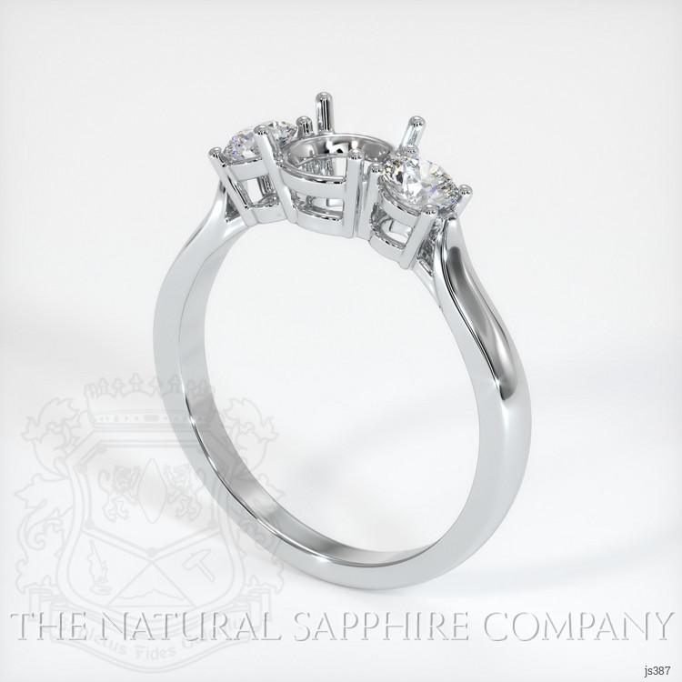 14K White Gold Three Stone Ring Setting