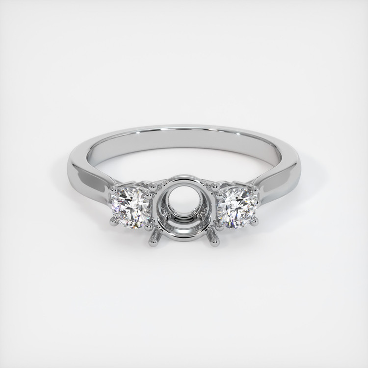 14K White Gold Three Stone Ring Setting