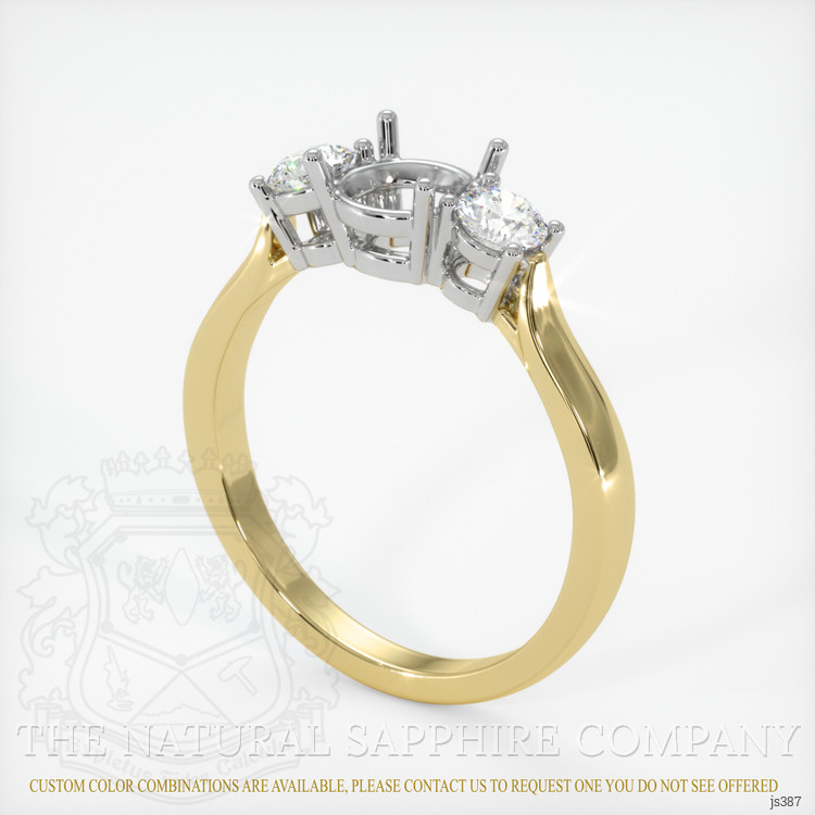 14K White & Yellow Three Stone Ring Setting