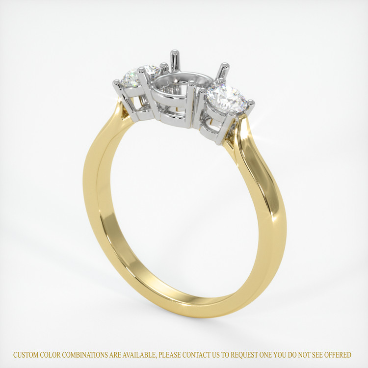 14K White & Yellow Three Stone Ring Setting