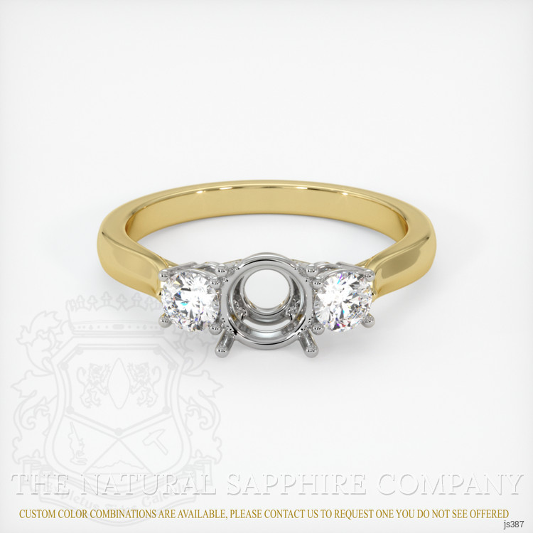 14K White & Yellow Three Stone Ring Setting