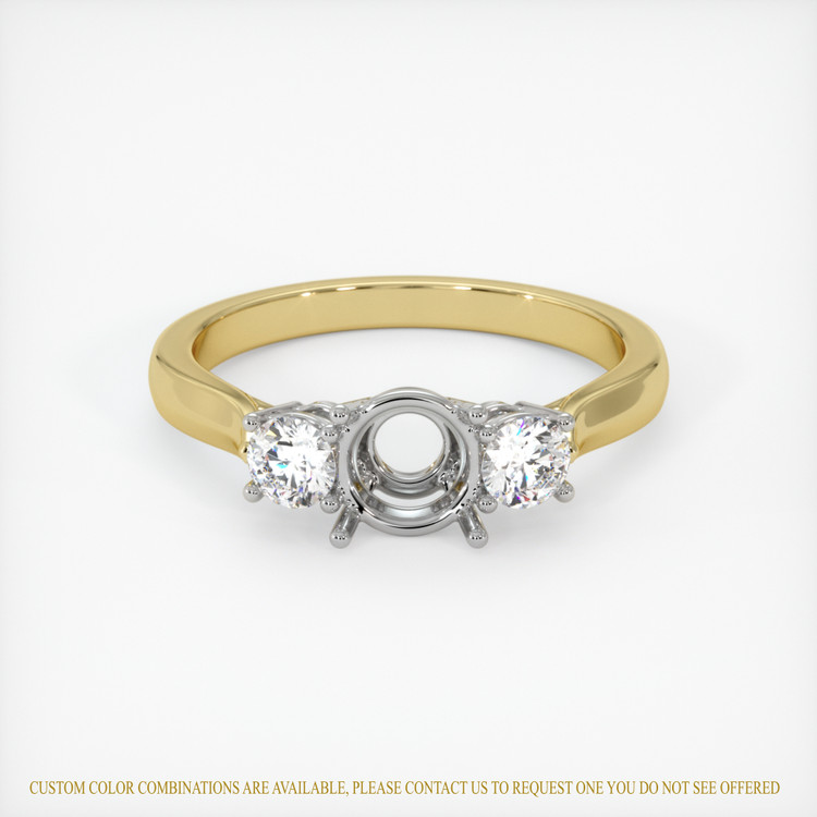 14K White & Yellow Three Stone Ring Setting