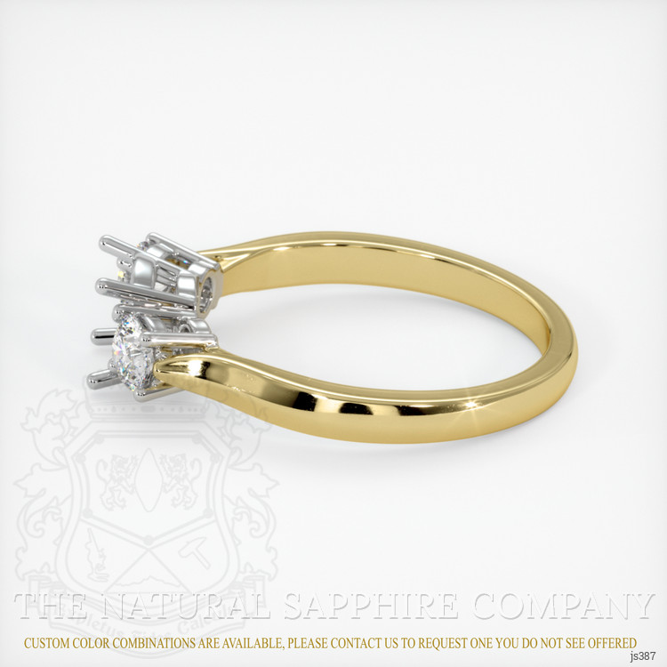 14K White & Yellow Three Stone Ring Setting