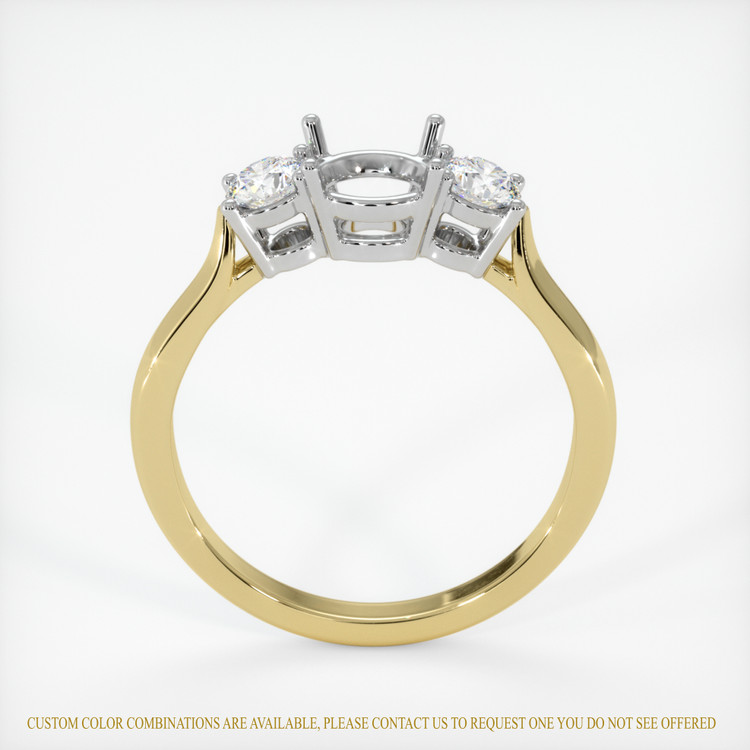 14K White & Yellow Three Stone Ring Setting