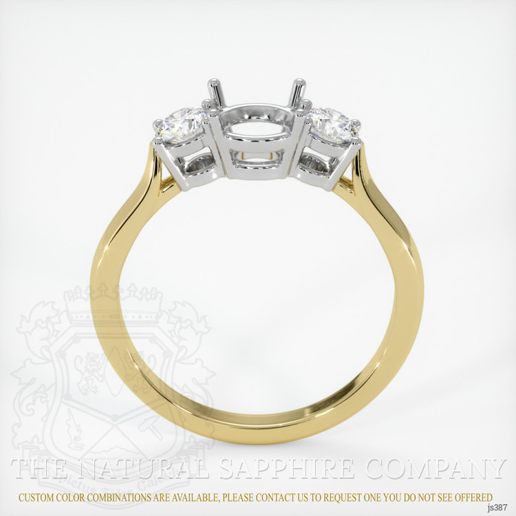 14K White & Yellow Three Stone Ring Setting