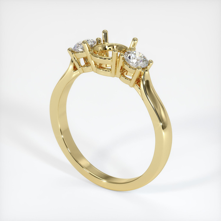 18K Yellow Gold Three Stone Ring Setting