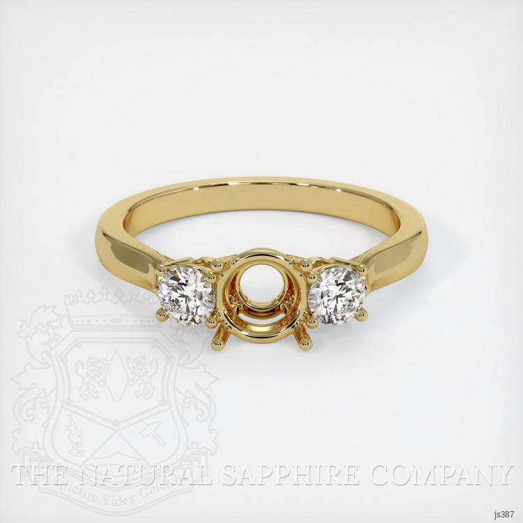 18K Yellow Gold Three Stone Ring Setting