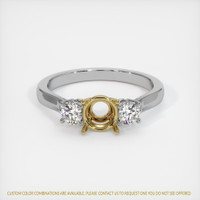 14K Yellow & White Three Stone Ring Setting Image